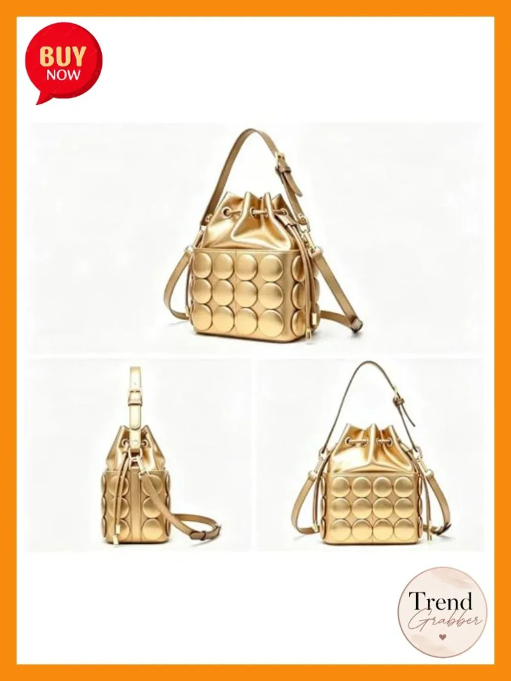 PU Leather Drawstring Bucket Crossbody Purse